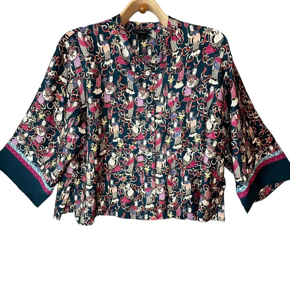 Josie Natori Black Asian Print. Sz: Large